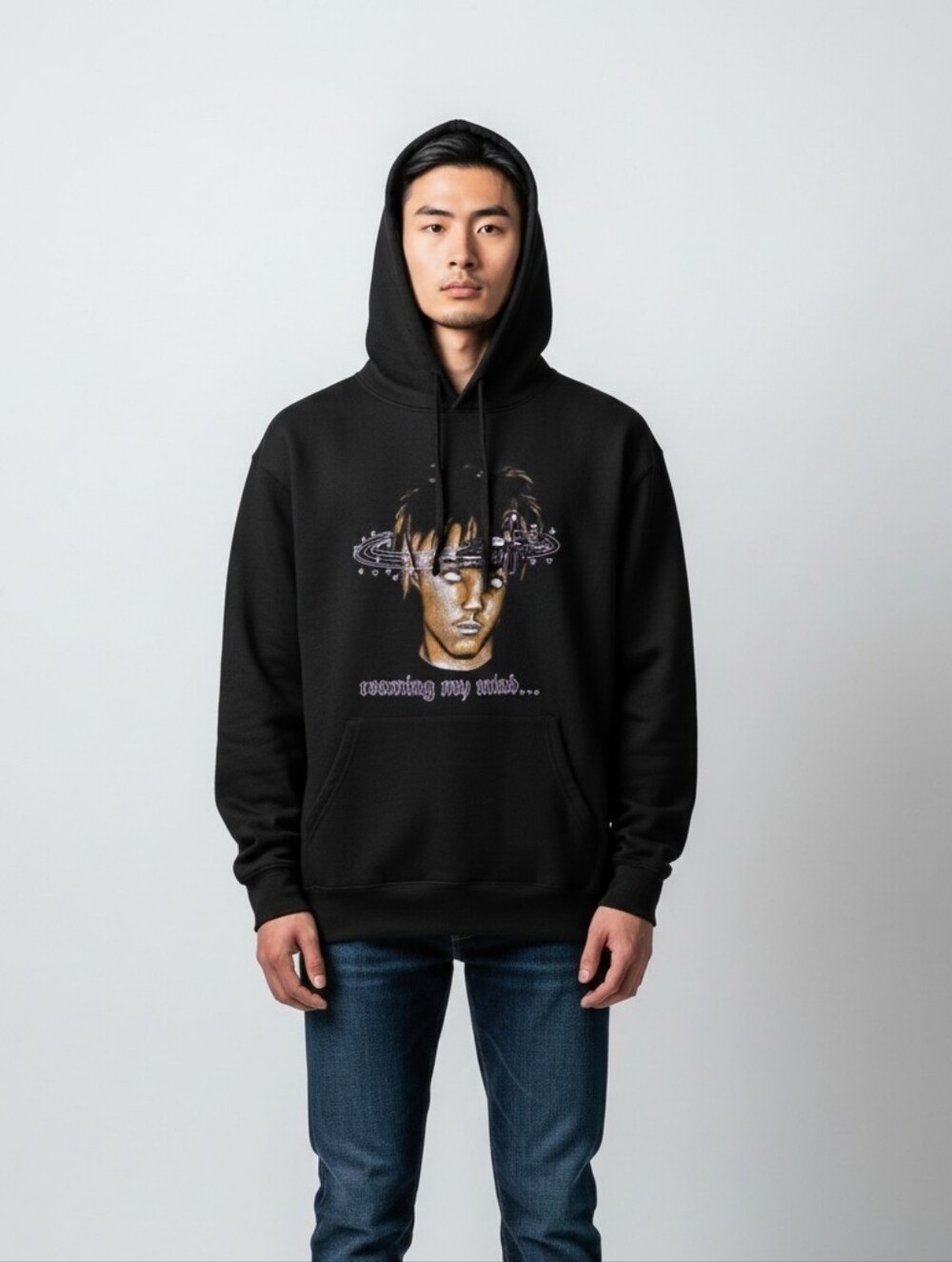 Juice Wrld Black Roaming My Mind Rapper Hip Hop Men's Pullover Hoodie Size L